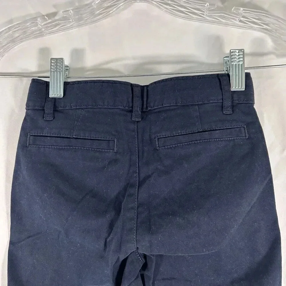 Place Shorts Boys 6 Navy Blue Slim Stretch Fabric Cotton Blend Button Zip